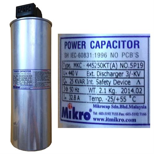 Tụ bù khô MIKRO 3P 25KVAr 440V ( MKC-445250KT )
